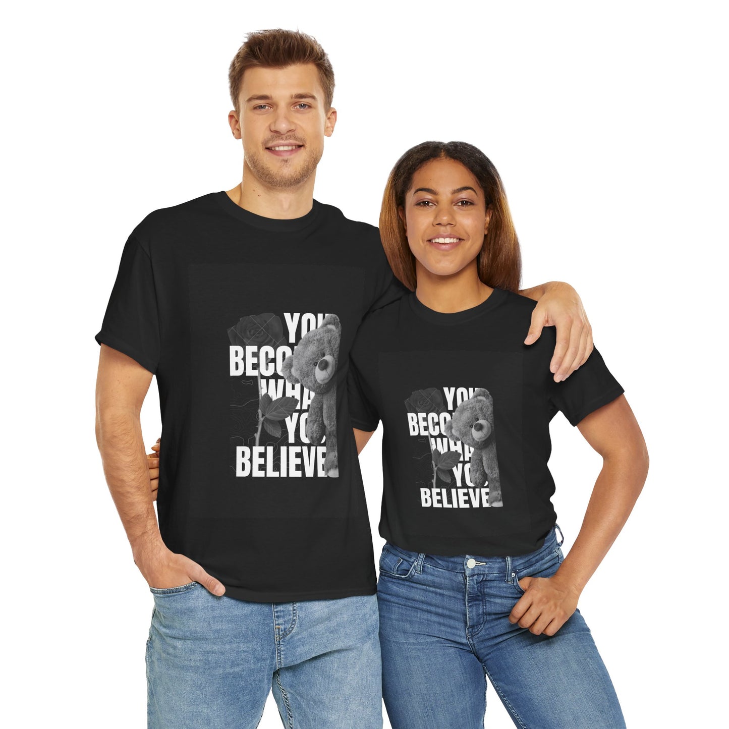 Motivational Unisex Heavy Cotton Tee - 'You Become What You Believe'